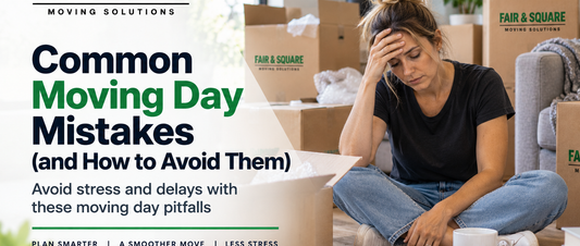 Woman stressed by common moving day mistakes