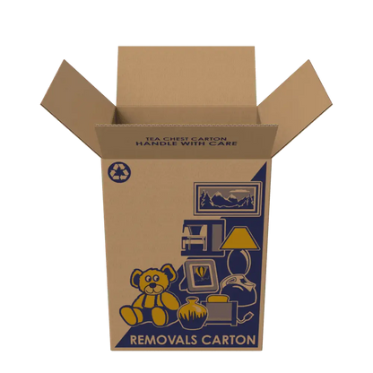 Tea Chest moving box - open, alternate view