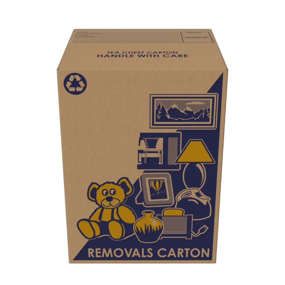 Tea Chest moving box - front view