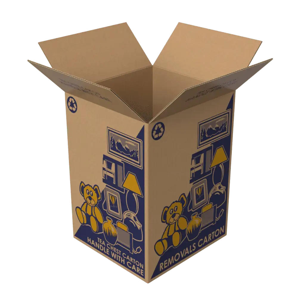 Tea Chest moving box - open